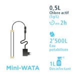Le Mini-WATA produit 2L de chlore actif à 5g/L en 2h