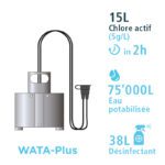 Le WATA-Plus produit 15L de chlore actif à 5g/L en 2h